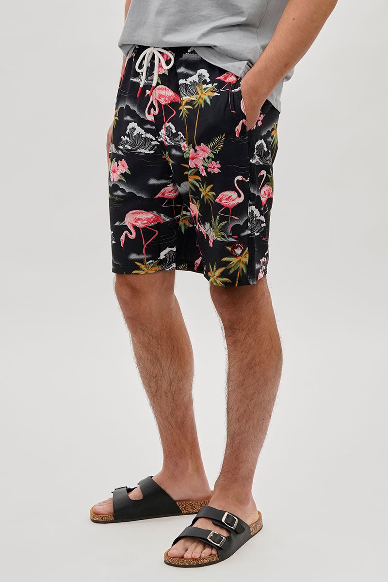 Canada Weather Gear Tropical Print Swim Shorts - Black - Mens Shorts & Capris - International Clothiers