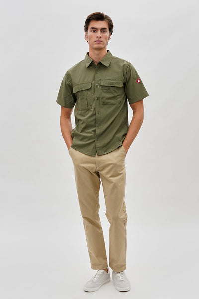 Canada Weather Gear Short Sleeve Button Up Casual Shirt - Olive - Mens Casual Shirts - International Clothiers