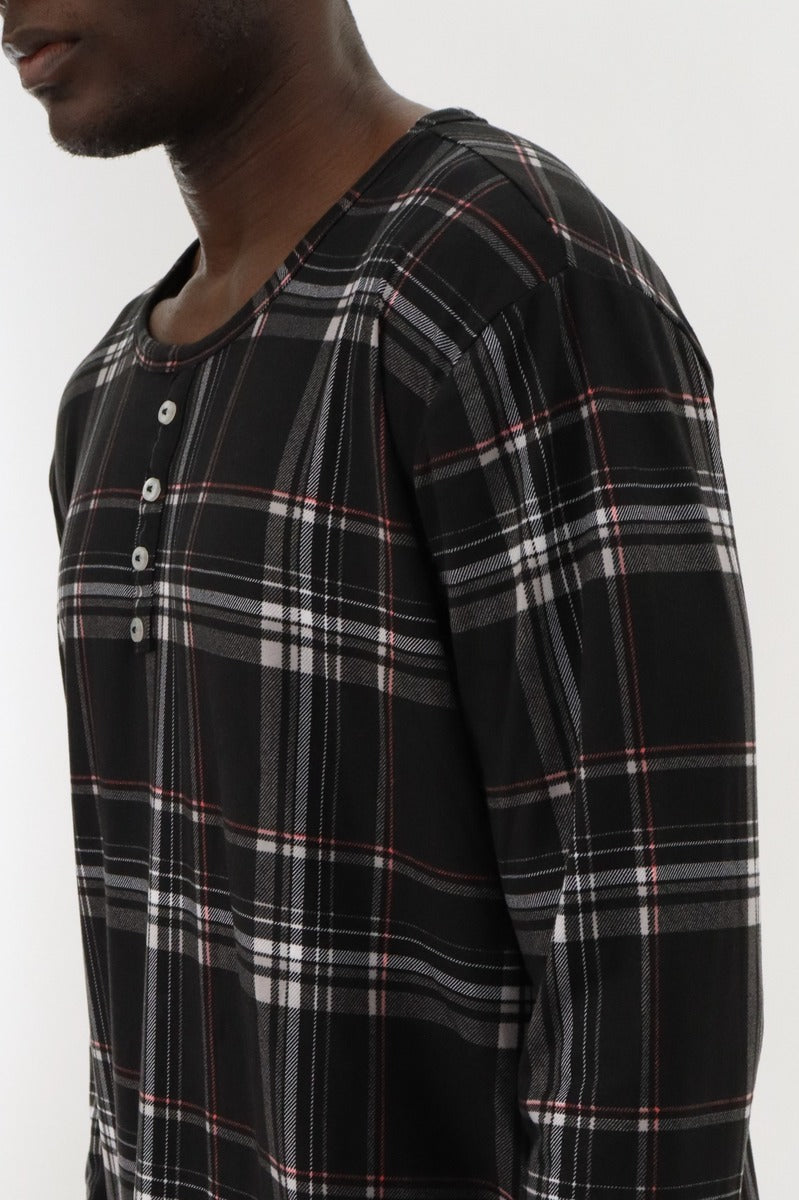 Canada Weather Gear Long Sleeve Printed Pajama Top - Black - Mens Pajamas - International Clothiers