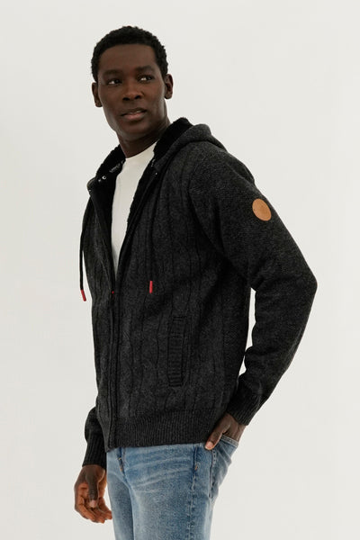 Canada Weather Gear Cable Knit Zip Up Hoodie - Grey - Mens Hoodies & Sweatshirts - International Clothiers