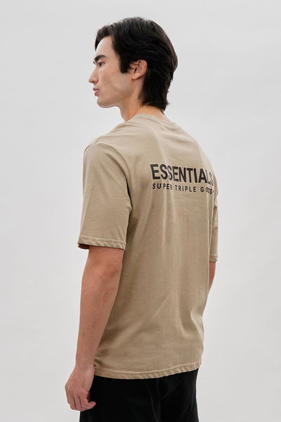 Essentials Super Triple Goose Logo Print Tee - Beige - Mens Tees & Tank Tops - International Clothiers
