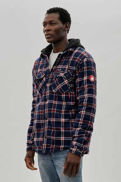 Canada Weather Gear Plaid Hooded Lightweight Jacket - Navy - Mens Lightweight Jackets - International Clothiers