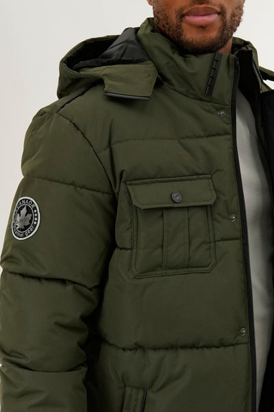 Canada Weather Gear Quilted Puffer Parka Jacket - Olive - Mens Parka Jackets - International Clothiers