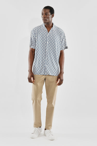 Canada Weather Gear Travel Collection Geometric Print Button Up Casual Shirt - White - Mens Casual Shirts - International Clothiers