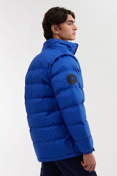 Super Triple Goose Zip Off Sleeve Bomber Jacket - Blue - Mens Bomber Jackets - International Clothiers