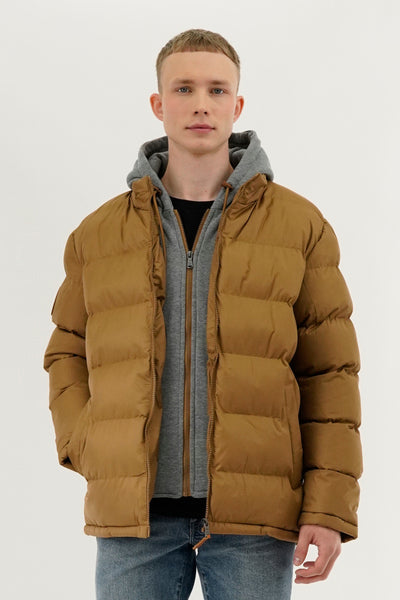 Canada Weather Gear Fleece Quilted Bomber Jacket - Camel - Mens Bomber Jackets - International Clothiers