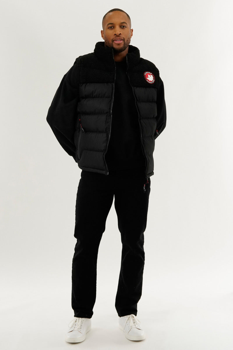 Canada Weather Gear Sherpa Panel Bubble Vest - Black - Mens Vests - International Clothiers