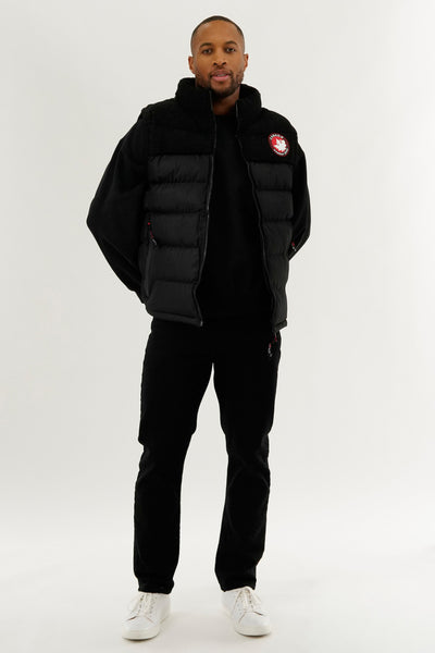 Canada Weather Gear Sherpa Panel Bubble Vest - Black - Mens Vests - International Clothiers