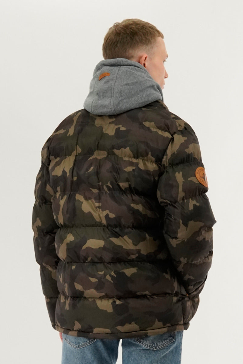 Canada Weather Gear Camo Print Quilted Bomber Jacket - Olive - Mens Bomber Jackets - International Clothiers