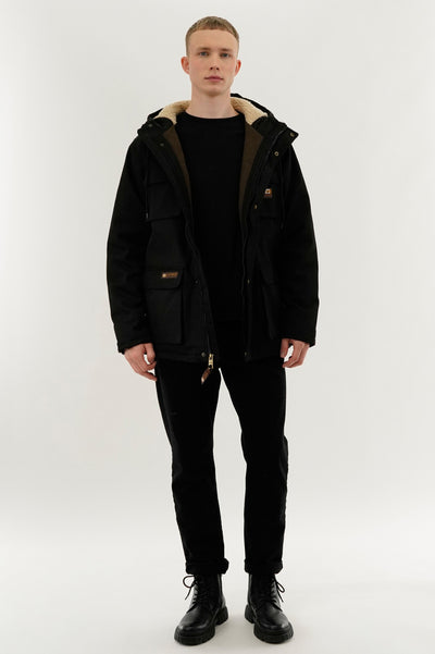 Canada Work Gear Canvas Sherpa Lined Parka Jacket - Black - Mens Parka Jackets - International Clothiers
