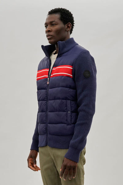 Canada Weather Gear Striped Puffer Lightweight Jacket - Navy - Mens Lightweight Jackets - International Clothiers