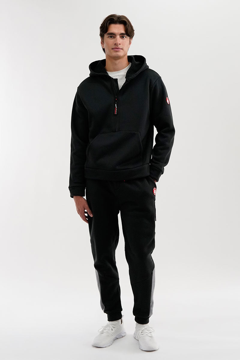 Canada Weather Gear Fleece Half Zip Hoodie - Black - Mens Hoodies & Sweatshirts - International Clothiers