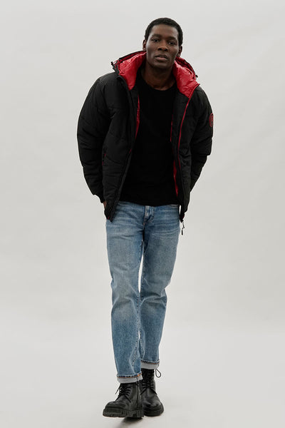 Oppenheimer Hooded Puffer Bomber Jacket - Black - Mens Bomber Jackets - International Clothiers