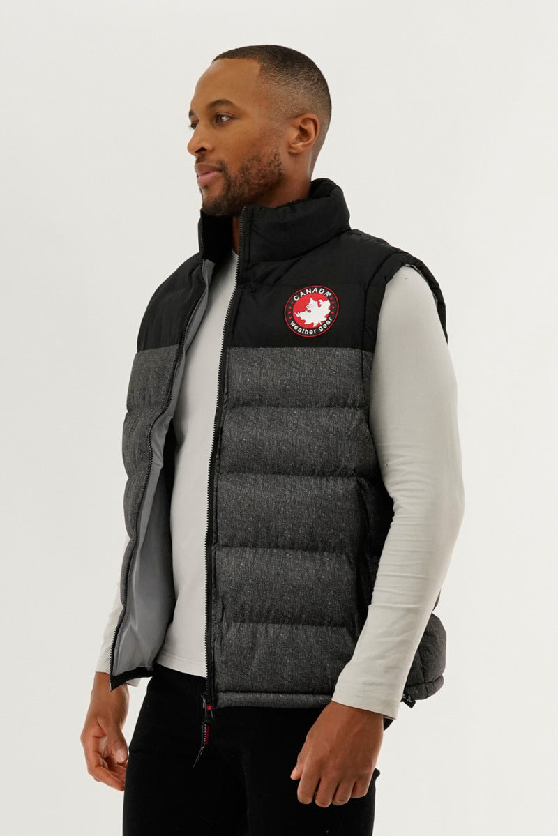 Canada Weather Gear Colour Block Puffer Vest - Grey - Mens Vests - International Clothiers