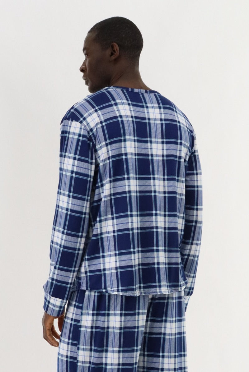 Canada Weather Gear Long Sleeve Printed Pajama Top - Blue - Mens Pajamas - International Clothiers