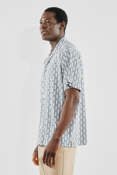 Canada Weather Gear Travel Collection Geometric Print Button Up Casual Shirt - White - Mens Casual Shirts - International Clothiers