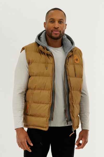 Canada Weather Gear Hooded Puffer Vest - Camel - Mens Vests - International Clothiers
