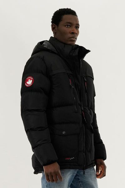 Canada Weather Gear Colour Block Puffer Bomber Jacket - Black - Mens Bomber Jackets - International Clothiers