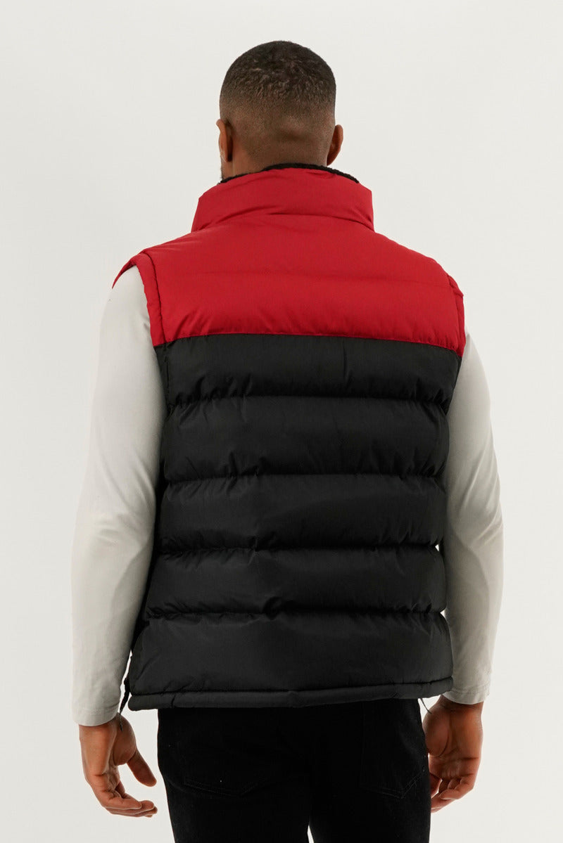 Canada Weather Gear Colour Block Puffer Vest - Red - Mens Vests - International Clothiers