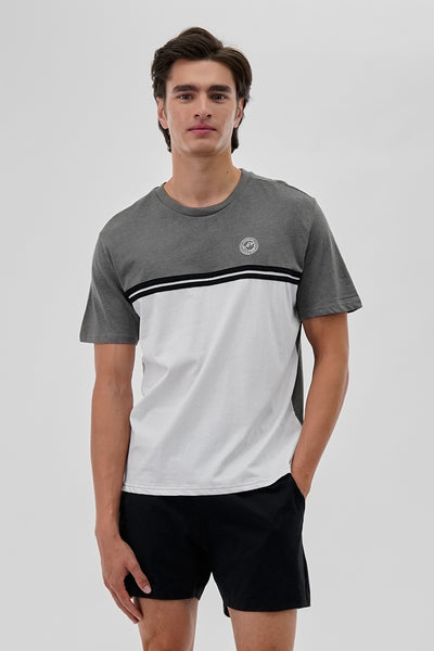 Canada Weather Gear Striped Colour Block Tee - Grey - Mens Tees & Tank Tops - International Clothiers