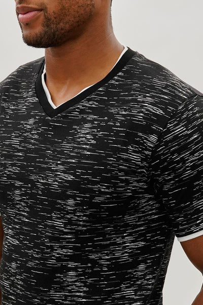 Canada Weather Gear Vintage Patterned V-Neck Tee - Black - Mens Tees & Tank Tops - International Clothiers