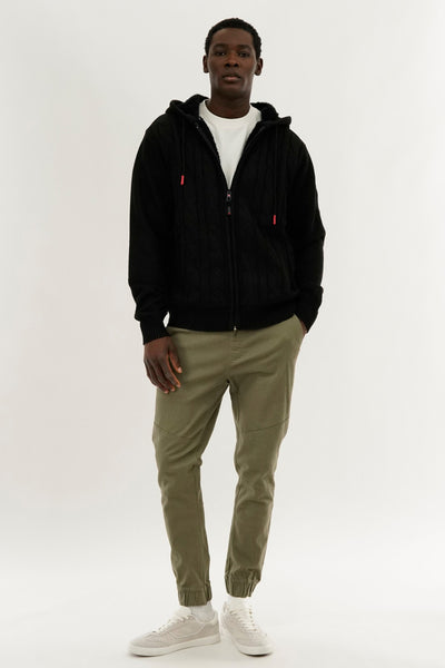 Canada Weather Gear Cable Knit Zip Up Hoodie - Black - Mens Hoodies & Sweatshirts - International Clothiers