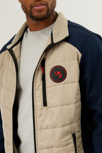 Super Triple Goose Quilted Colour Block Lightweight Jacket - Cream - Mens Lightweight Jackets - International Clothiers