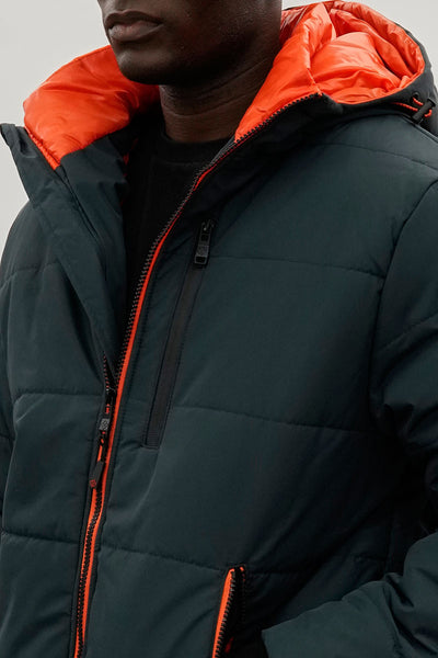 Oppenheimer Hooded Puffer Bomber Jacket - Teal - Mens Bomber Jackets - International Clothiers