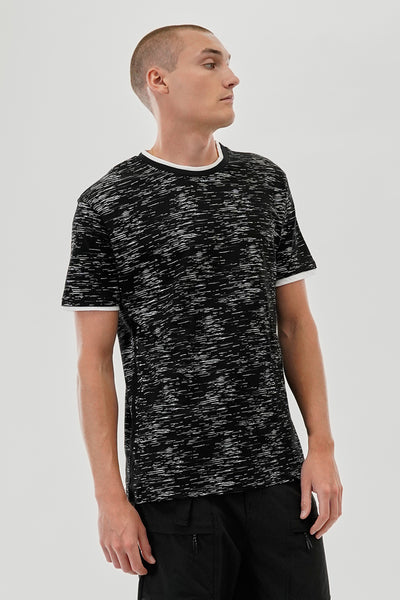 Canada Weather Gear Vintage Patterned Crewneck Tee - Black - Mens Tees & Tank Tops - International Clothiers