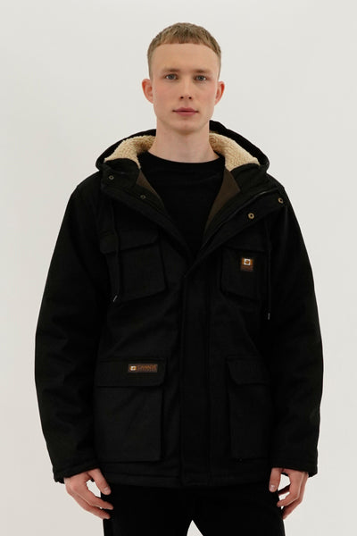 Canada Work Gear Canvas Sherpa Lined Parka Jacket - Black - Mens Parka Jackets - International Clothiers
