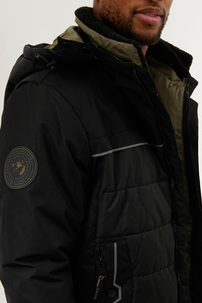 Super Triple Goose Contrast Lining Puffer Bomber Jacket - Olive - Mens Bomber Jackets - International Clothiers