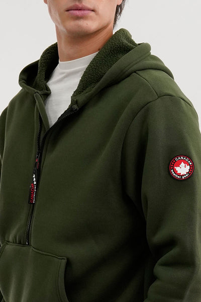 Canada Weather Gear Fleece Half Zip Hoodie - Olive - Mens Hoodies & Sweatshirts - International Clothiers
