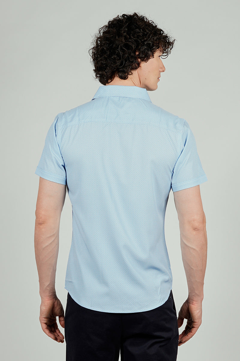 Canada Weather Gear Travel Collection Patterned Button Up Casual Shirt - Blue