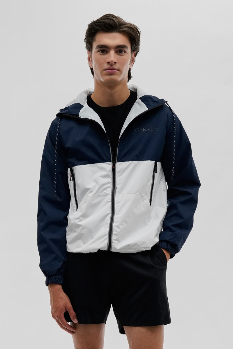Canada Weather Gear Hooded Colour Block Lightweight Jacket - Navy - Mens Lightweight Jackets - International Clothiers