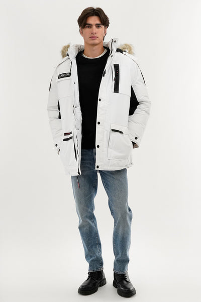 Canada Weather Gear Faux Fur Lined Arctic Parka Jacket - White - Mens Parka Jackets - International Clothiers