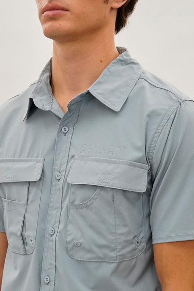 Canada Weather Gear Short Sleeve Button Up Casual Shirt - Blue - Mens Casual Shirts - International Clothiers