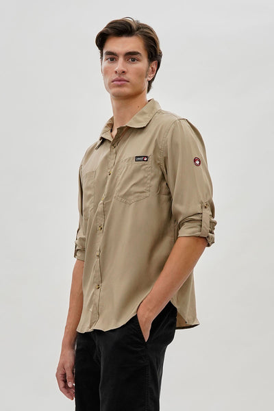 Canada Weather Gear Utility Ripstop Casual Shirt - Beige - Mens Casual Shirts - International Clothiers