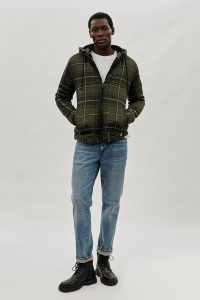 Canada Weather Gear Hooded Sherpa Lined Lightweight Jacket - Olive - Mens Lightweight Jackets - International Clothiers