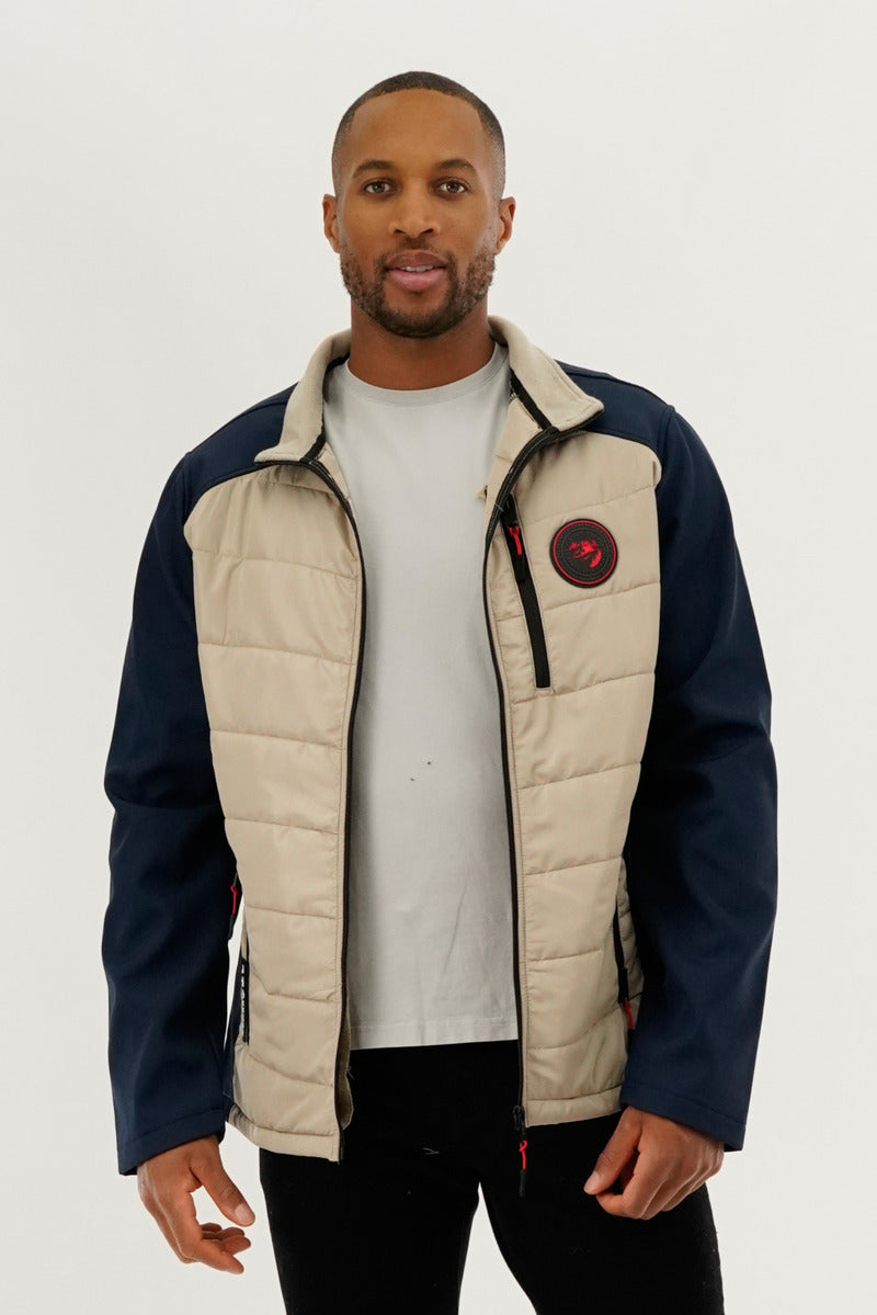 Super Triple Goose Quilted Colour Block Lightweight Jacket - Cream - Mens Lightweight Jackets - International Clothiers