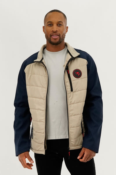 Super Triple Goose Quilted Colour Block Lightweight Jacket - Cream - Mens Lightweight Jackets - International Clothiers