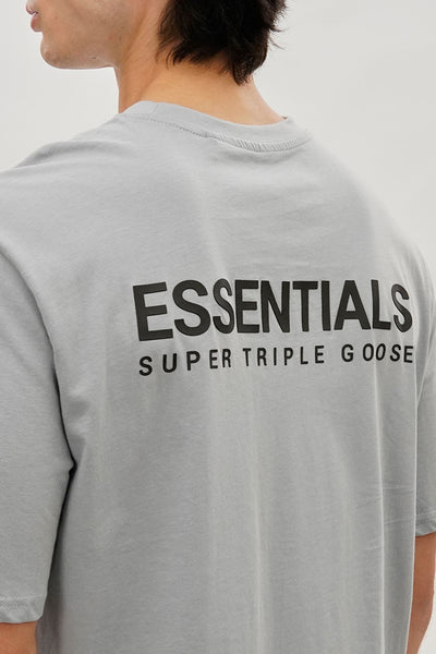Essentials Super Triple Goose Logo Print Tee - Grey - Mens Tees & Tank Tops - International Clothiers