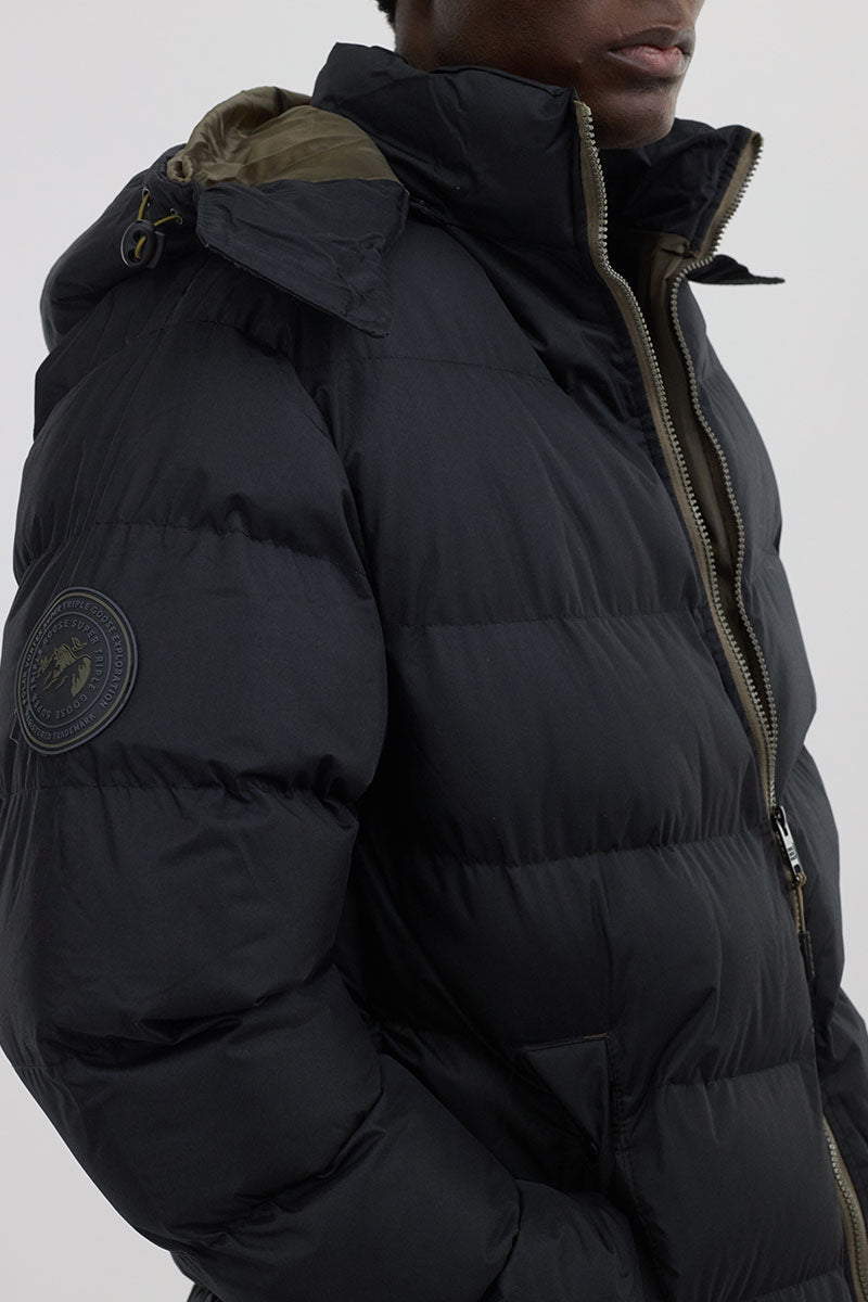 Super Triple Goose Chevron Bomber Jacket - Black - Mens Bomber Jackets - International Clothiers