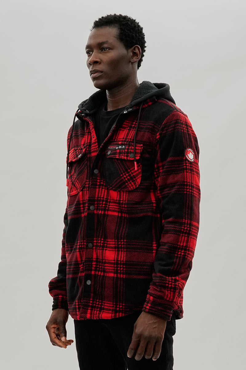 Canada Weather Gear Plaid Hooded Lightweight Jacket - Red - Mens Lightweight Jackets - International Clothiers