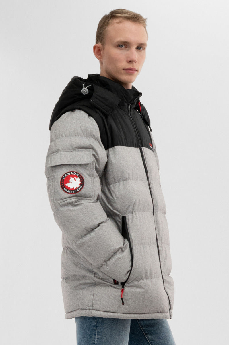 Canada Weather Gear Removable Sleeve Bomber Jacket - Grey - Mens Bomber Jackets - International Clothiers