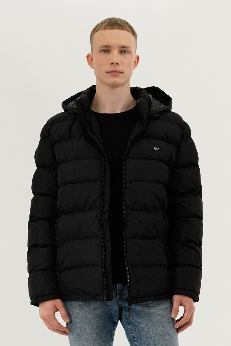 Super Triple Goose Colour Block Puffer Bomber Jacket - Black - Mens Bomber Jackets - International Clothiers