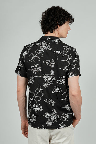 Kenneth Blake Floral Basic Button Up Casual Shirt - Black