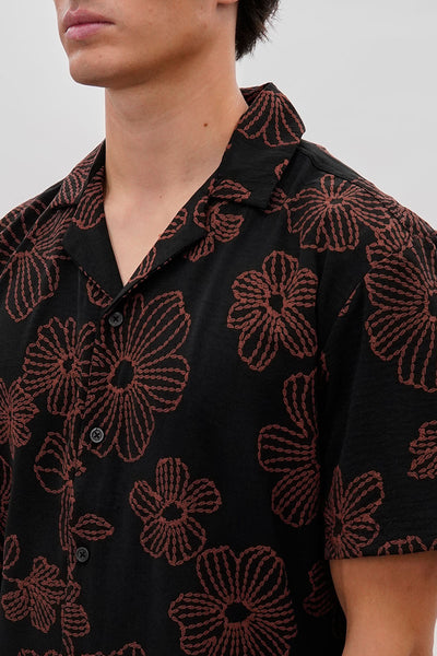 Saints Studio Floral Camp Collar Casual Shirt - Black - Mens Casual Shirts - International Clothiers