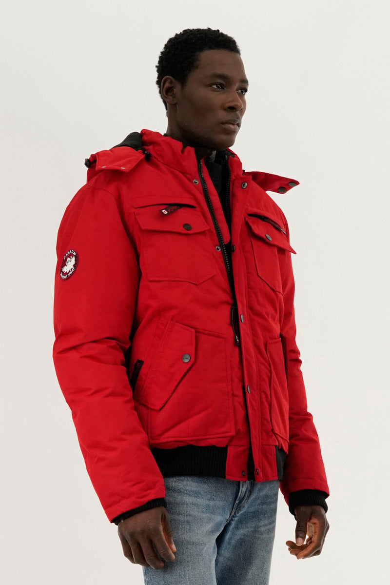 Canada Weather Gear Puffer Bomber Jacket - Red - Mens Bomber Jackets - International Clothiers
