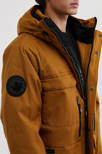 Canada Weather Gear Faux Fur Lined Hood Parka Jacket - Camel - Mens Parka Jackets - International Clothiers