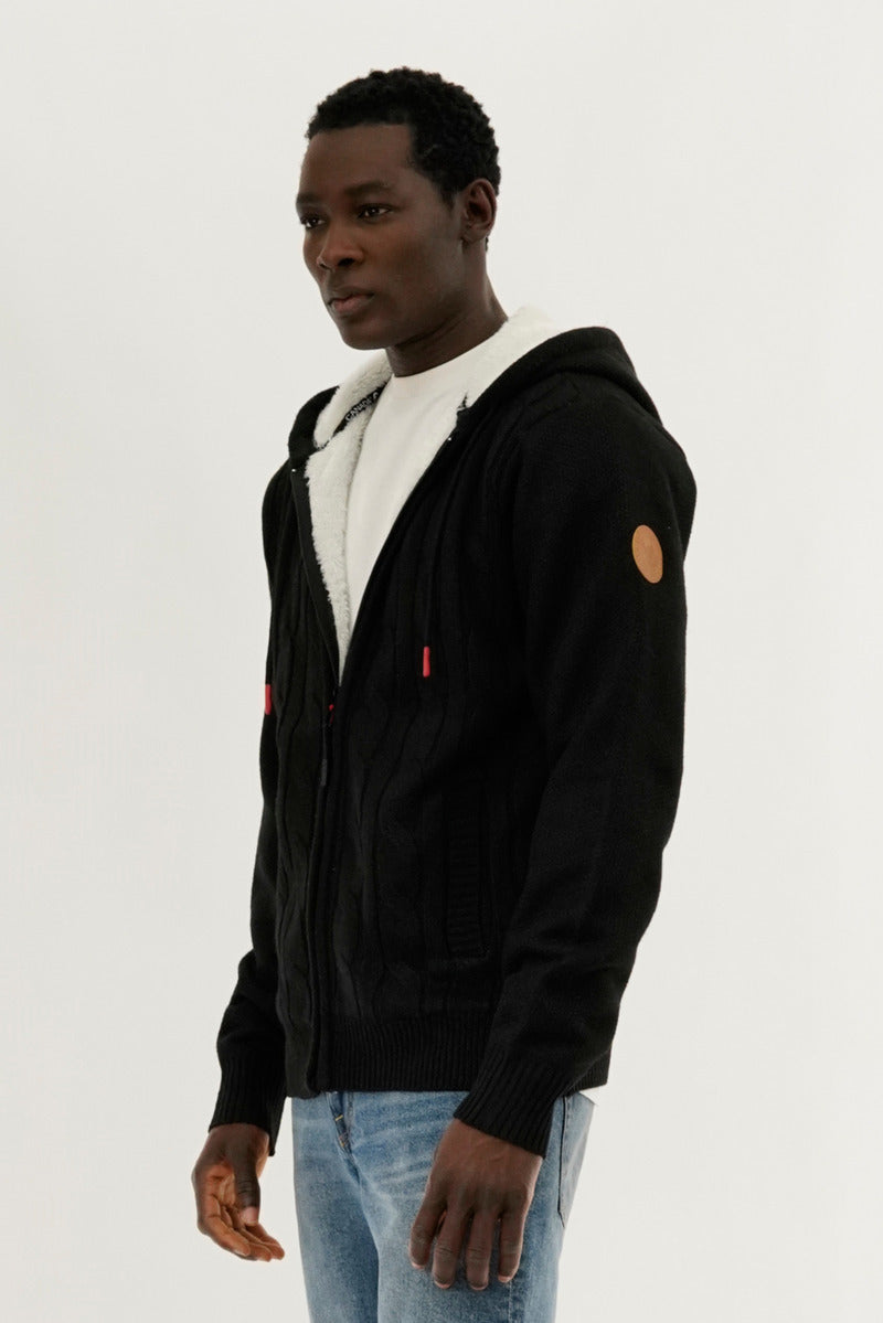 Canada Weather Gear Cable Knit Zip Up Hoodie - Black - Mens Hoodies & Sweatshirts - International Clothiers